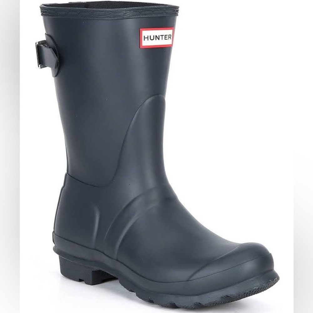 Hunter Short Matte Buckle Strap Rain Boots